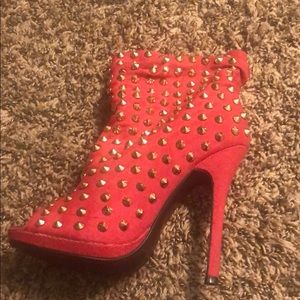 Red with Gold Studs Bootie